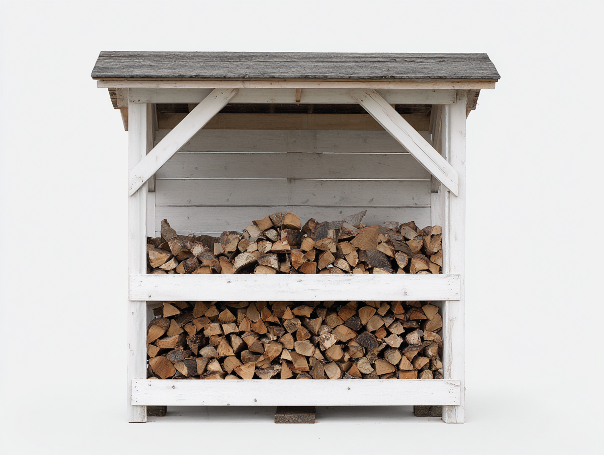 Abri à bûches - Bois - 220x70x135 cm - Blanc-Gris - Rustique-Nivexlyroom