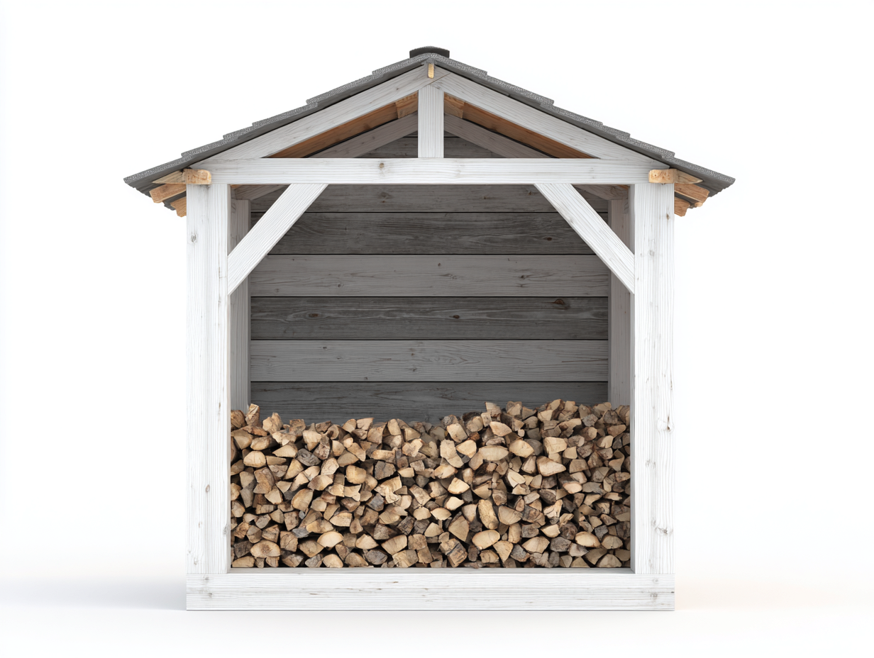Abri à bûches - Bois - 210x95x170 cm - Blanc-Gris-Bois naturel - Chalet-Nivexlyroom