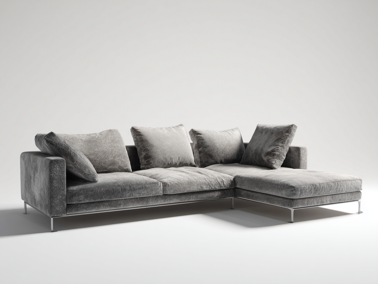 Canapé d'angle - tissu-métal - 315 x 178 x 76 cm - gris - style contemporain-Nivexlyroom