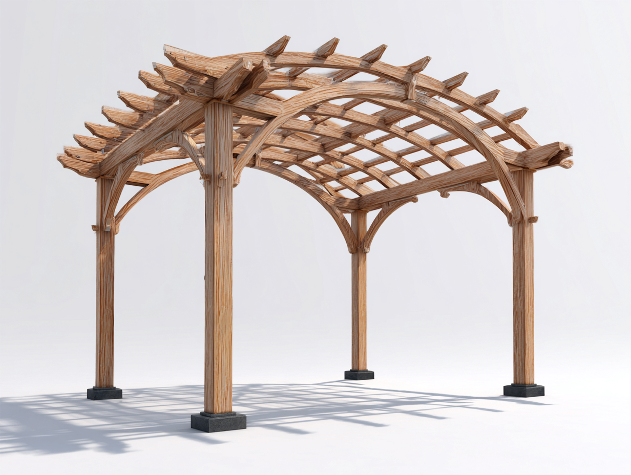 Pergolas et tonnelles - Bois-Métal - 440x310x252 cm - Naturel-Noir - Rustique-Nivexlyroom