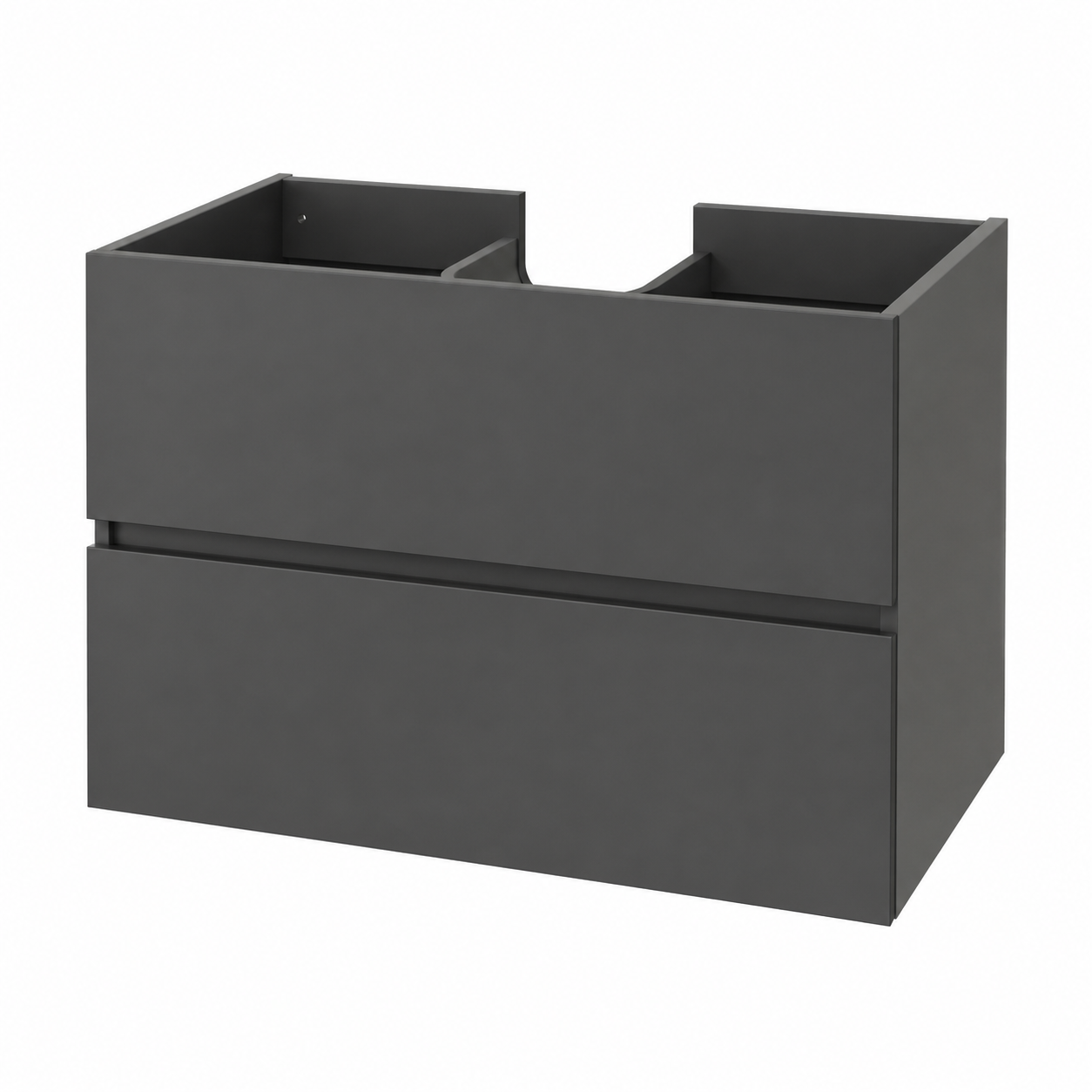 Waschtischunterschrank Graphit matt 80 cm mit Soft-Close-Auszügen und klarer Front-MontelleHome