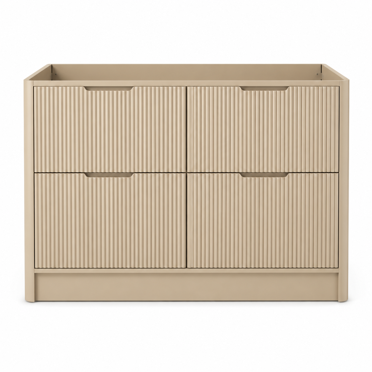 Waschtischunterschrank Sandbeige 100 cm mit gerillter Front und vier Schubladen-MontelleHome