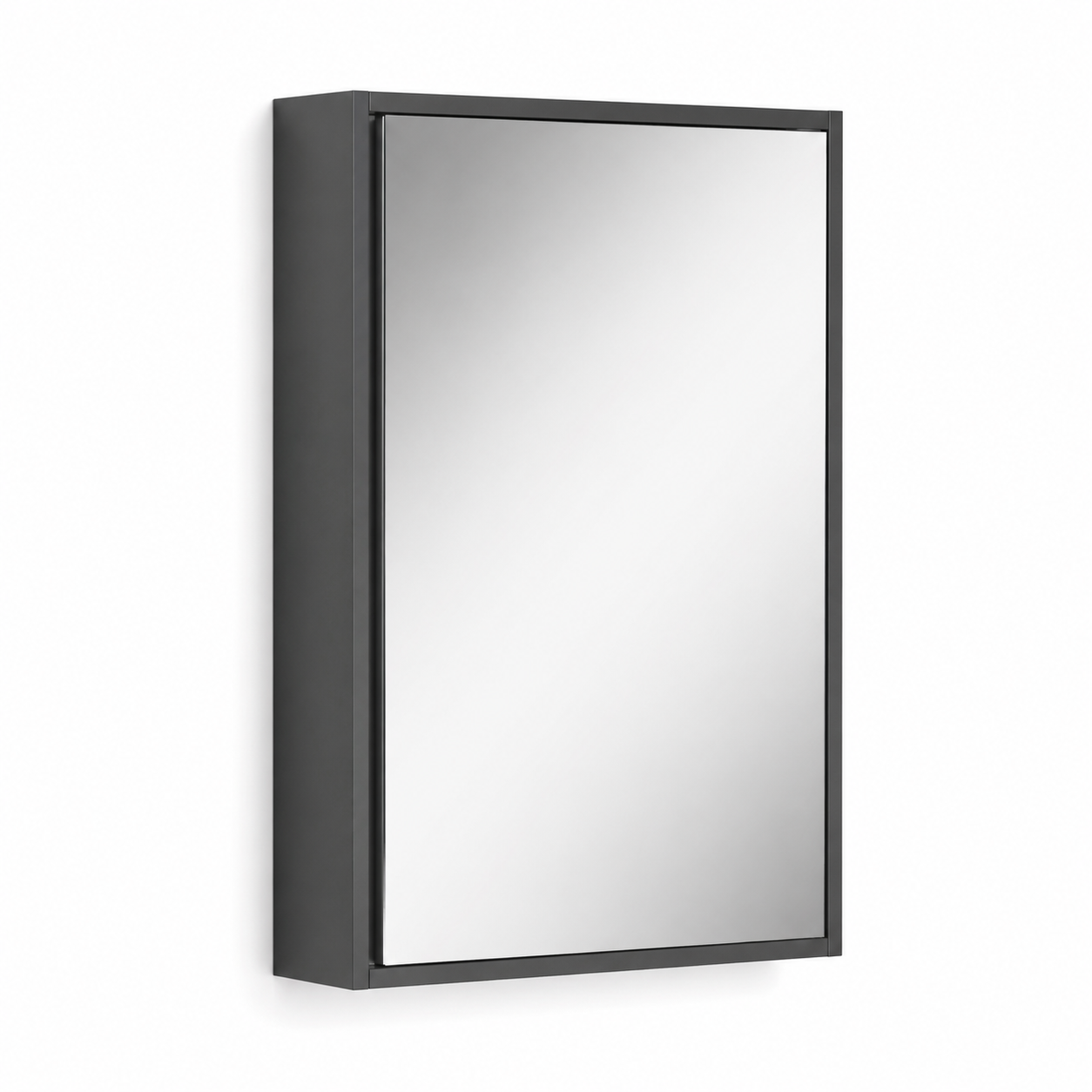 Schmaler Spiegelschrank Graphit 50 x 65 cm mit Soft-Close-Tür für Gäste-WC-MontelleHome