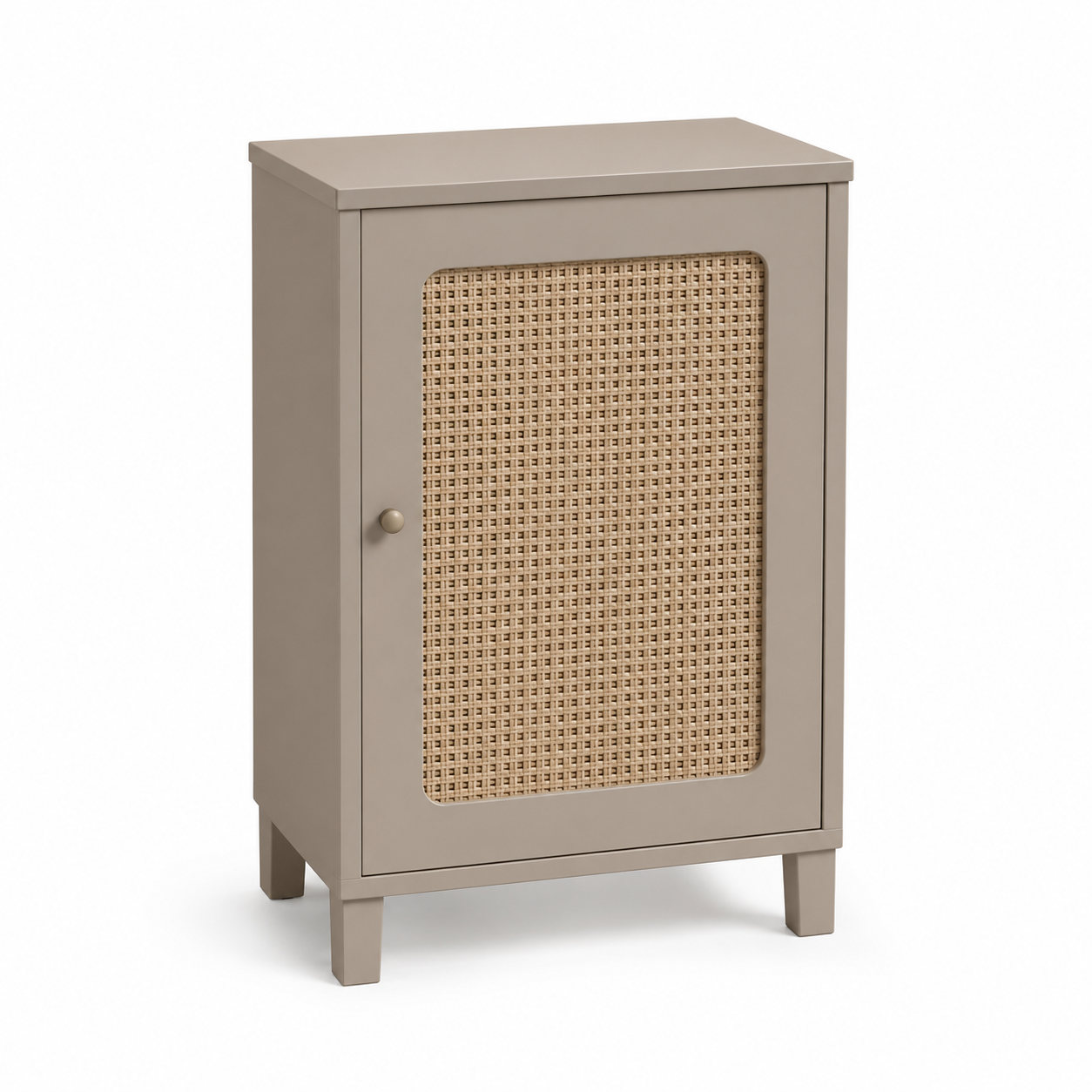 Bad-Midischrank Greige 80 cm mit Rattanoptik-Einsatz und Soft-Close-Tür-MontelleHome
