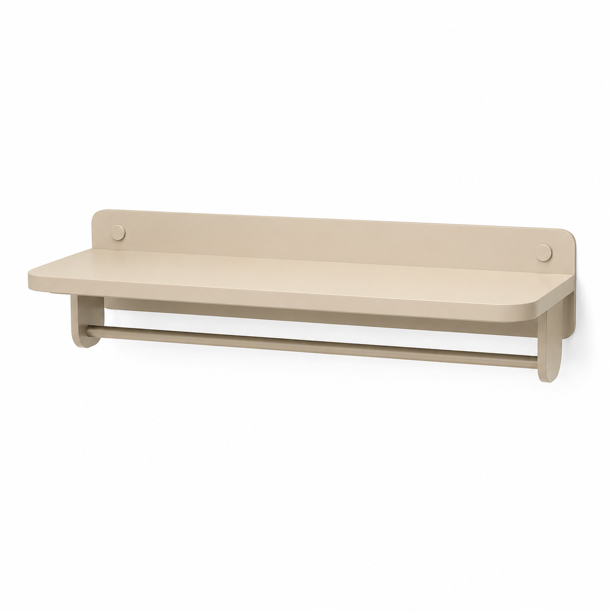 Wandregal Sandbeige 60 cm mit Handtuchstange und abgerundeten Kanten-MontelleHome