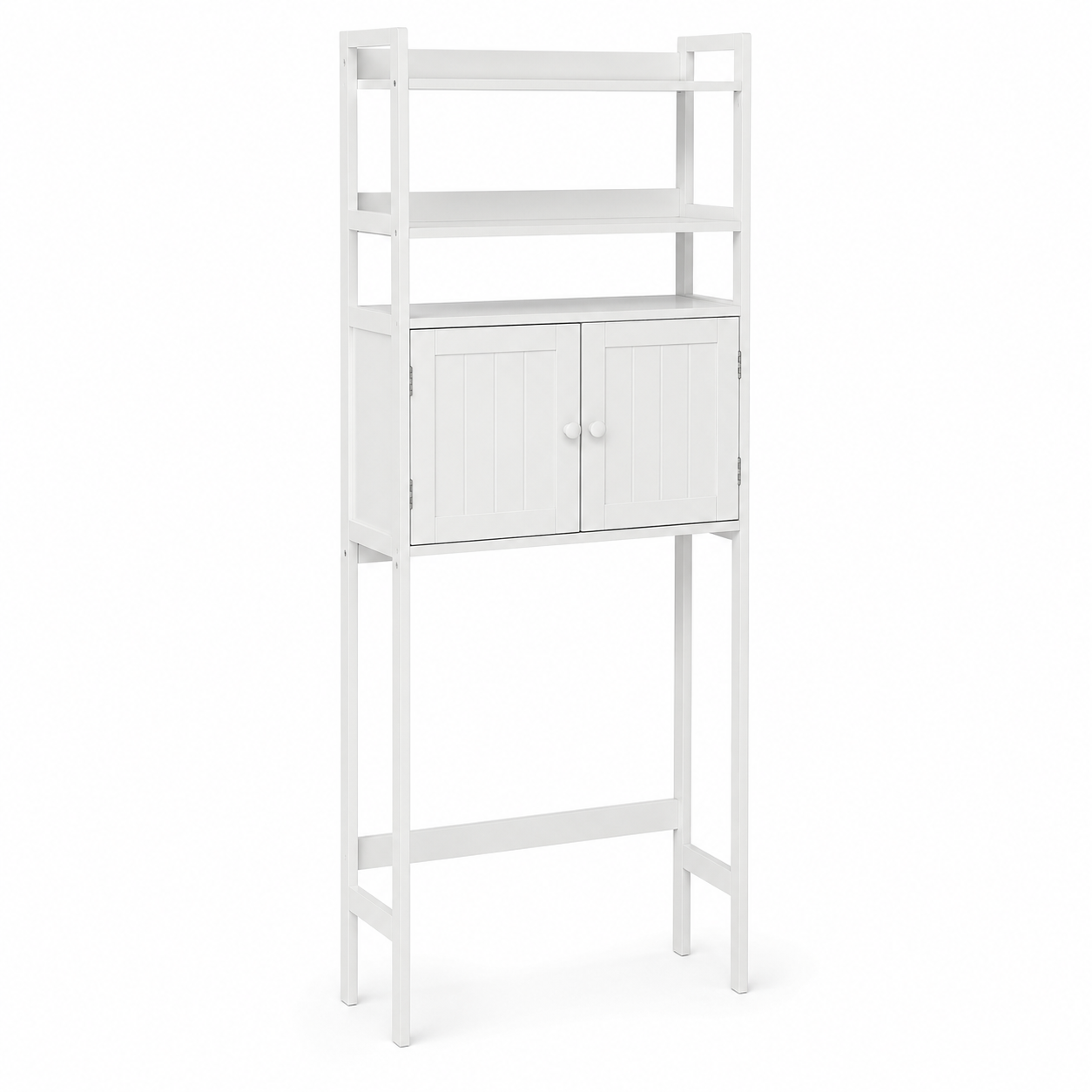 Über-WC-Regal Weiß 165 cm mit zwei Ablagen und geschlossener Schrankzone-MontelleHome