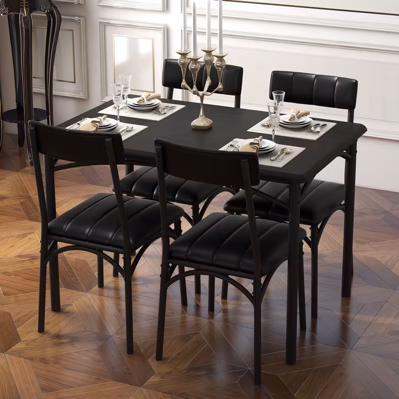 juego de mesa de comedor para 4  ,   4 sillas tapizadas en pu con   de acero  , ideal para hogar, cocina y  , color   Detalles del producto 8