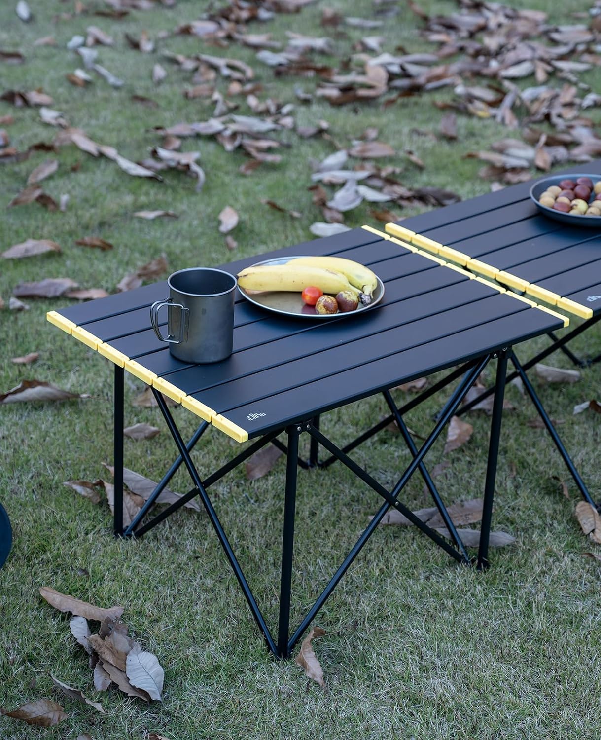 iClimb mesa de camping ultraligera, compacta, plegable con bolsa de transporte (Verde reforzado - L)