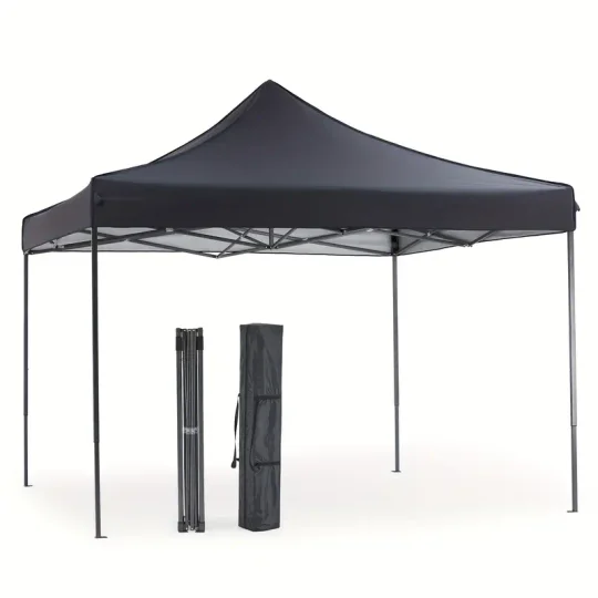 Carpa con dosel, refugio portátil emergente para exteriores de 10 x 10 pies, fácil cierre central de 1 empuje, protección UV y bolsa de transporte.
