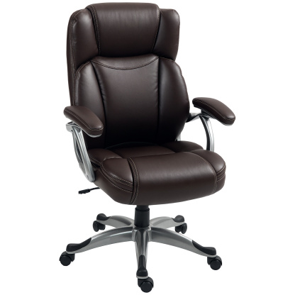 HOMCOM Silla de Oficina con Respaldo Alto, Silla de Ordenador Giratoria Inclinable