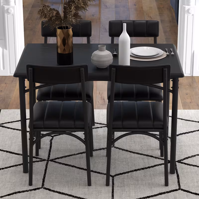juego de mesa de comedor para 4  ,   4 sillas tapizadas en pu con   de acero  , ideal para hogar, cocina y  , color   Detalles del producto 6