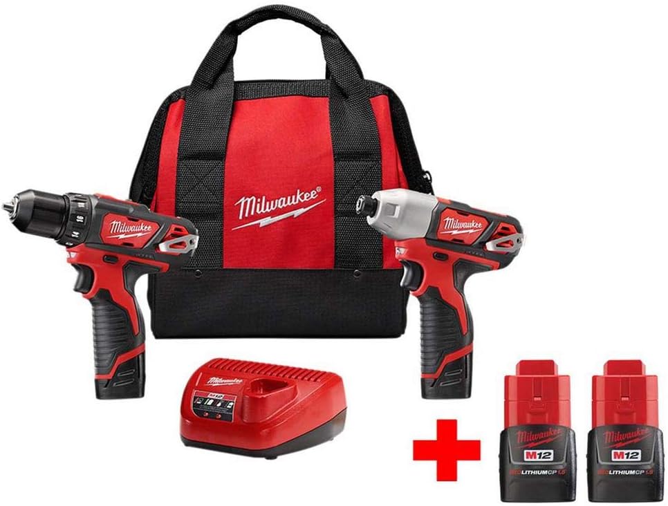 M12 Kit combinado de taladro inalámbrico de iones de litio de 12 voltios/atornillador de impacto