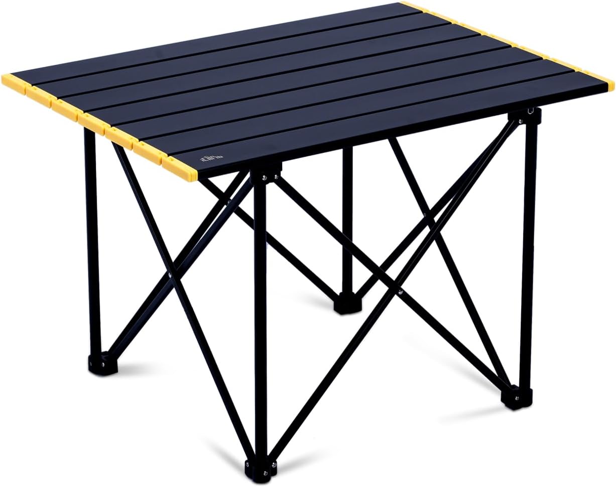 iClimb mesa de camping ultraligera, compacta, plegable con bolsa de transporte (Verde reforzado - L)