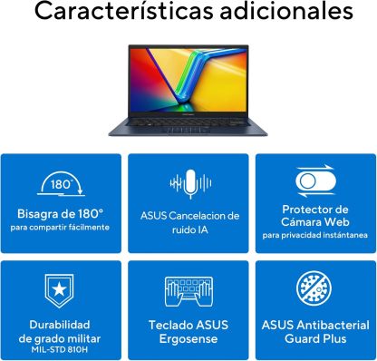 ASUS Vivobook 14, Intel Core 5/8GBRAM/512 GB SSD/Teclado con Ñ/Garantia y Servicio con la Marca en Mexcio