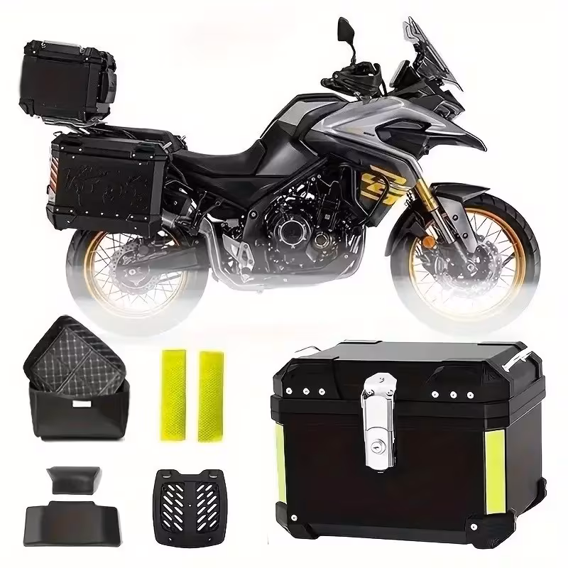 maletero de motocicleta de gran capacidad de 65l en , maleta trasera para motocicleta, baúl de viaje con cerradura de seguridad para almacenamiento de y equipaje, material de aleación de aluminio, almacenamiento para , de almacenamiento de viaje, compacto y portátil, fuerte Detalles del producto 5