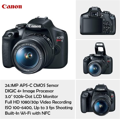 Canon EOS Rebel T7 DSLR Cámara con lente II de 18-55 mm + lente Canon EF 75-300 mm III y lente de zoom de 420-800 mm + memoria de 32 GB + filtros + trípode araña + paquete profesional