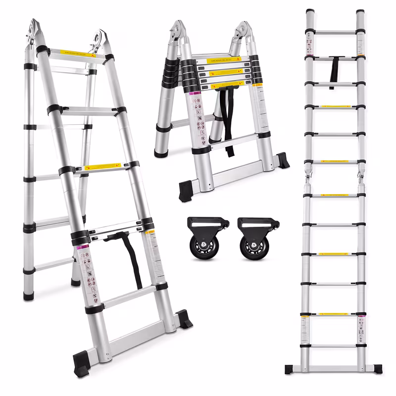 escalera telescópica plegable de aluminio aweioo 3.8m, escalera extensible antideslizante multifunción, carga : 150kg, escaleras de uso múltiple, diseño compacto,escalera ,escalera ,escalera retráctil,entusiastas del bricolaje Detalles del producto 1