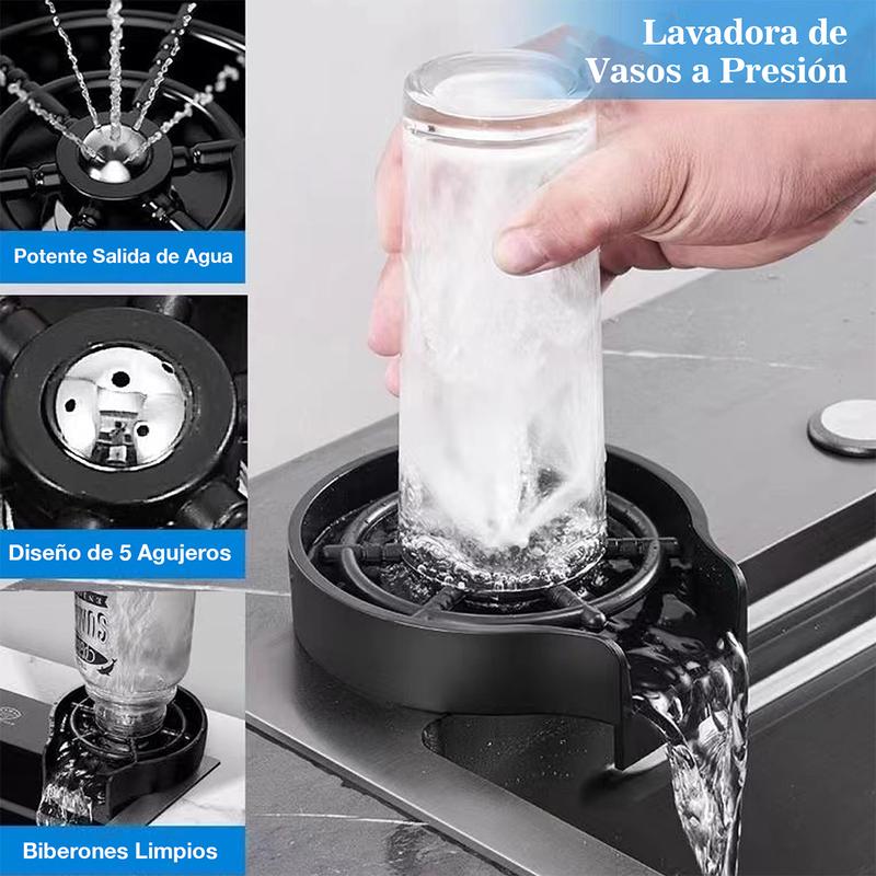Tarja Fregadero De Cocina Acero Inoxidable 304 80x45cm con Grifo Extraíble 360° y Accesorios Prácticos para Lavado y Escurrido de Alimentos