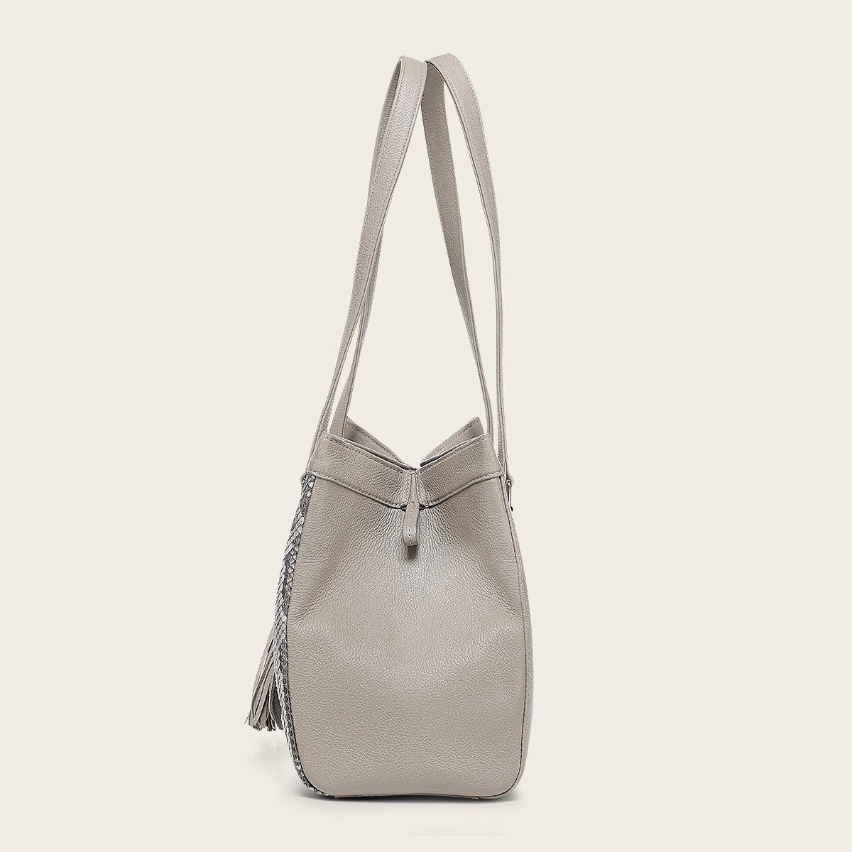 Bolso tote en piel genuina de pitón para dama