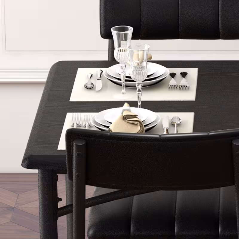 juego de mesa de comedor para 4  ,   4 sillas tapizadas en pu con   de acero  , ideal para hogar, cocina y  , color   Detalles del producto 7