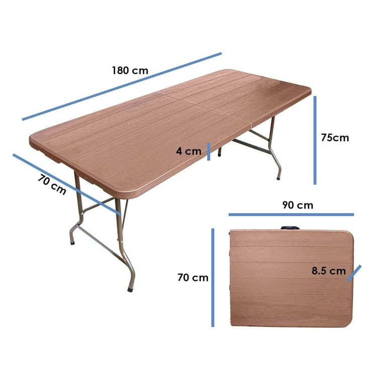 Mesa Portatil Plastico Portafolio Plegable 180cm Cafe JARDIMANÍA JM-M180Brown