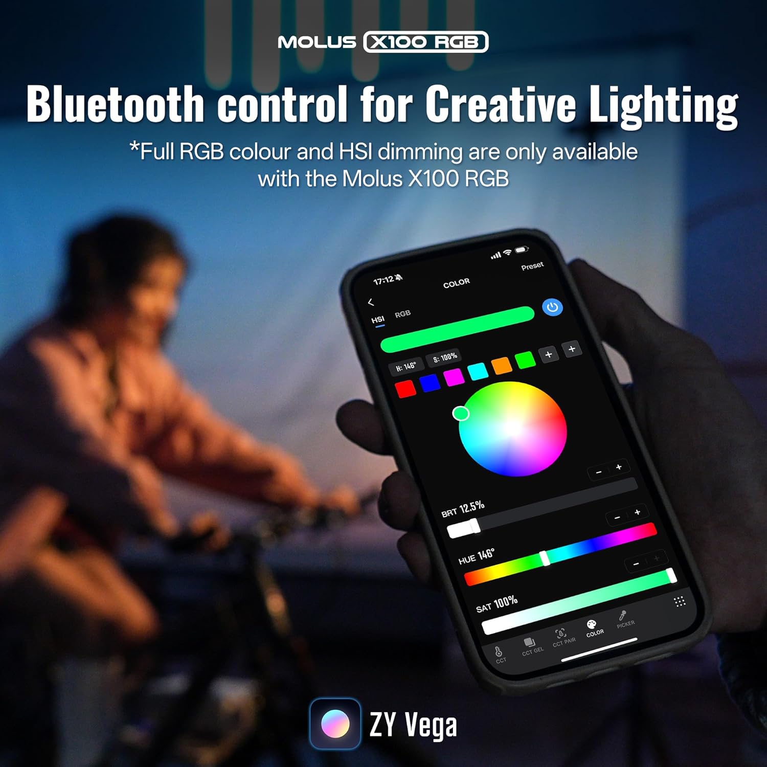 ZHIYUN MOLUS X100 RGB PRO 100W Video Light [Official] V2 Upgraded Version Professional Photography Lighting Portable Continuous Output Lighting 2500K~10000K CRI≥95 TLCI ≥97 Only 384g