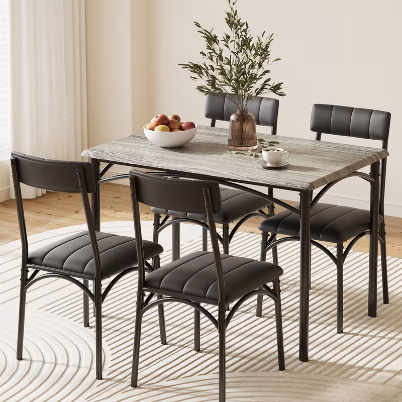 juego de mesa de comedor para 4  ,   4 sillas tapizadas en pu con   de acero  , ideal para hogar, cocina y  , color   Detalles del producto 5
