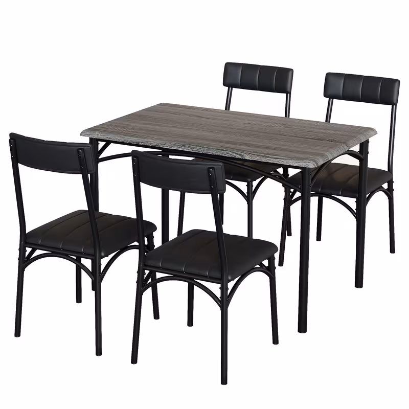 juego de mesa de comedor para 4  ,   4 sillas tapizadas en pu con   de acero  , ideal para hogar, cocina y  , color   Detalles del producto 1