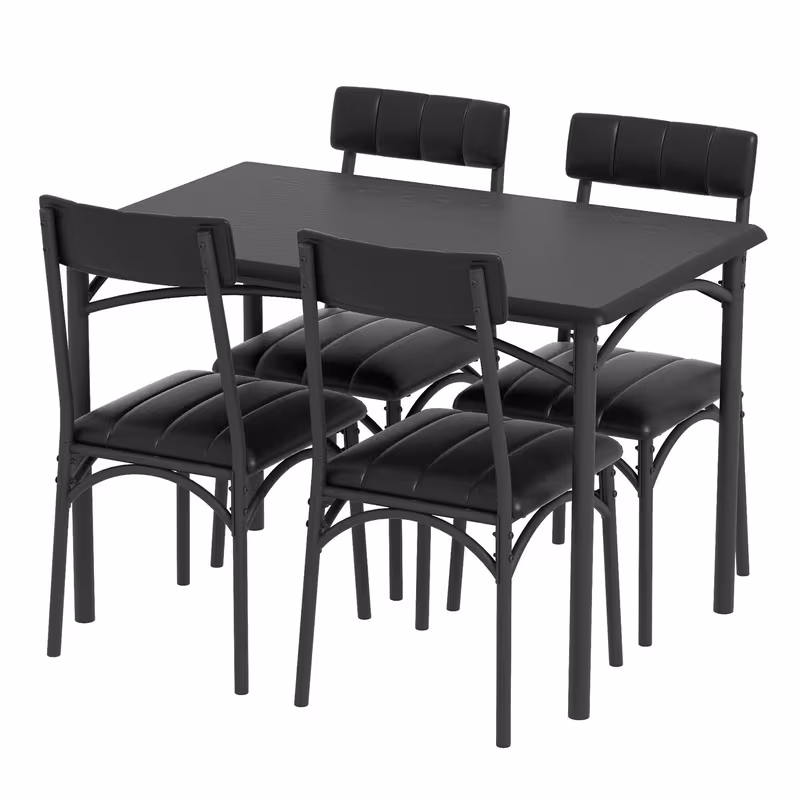 juego de mesa de comedor para 4  ,   4 sillas tapizadas en pu con   de acero  , ideal para hogar, cocina y  , color   Detalles del producto 0