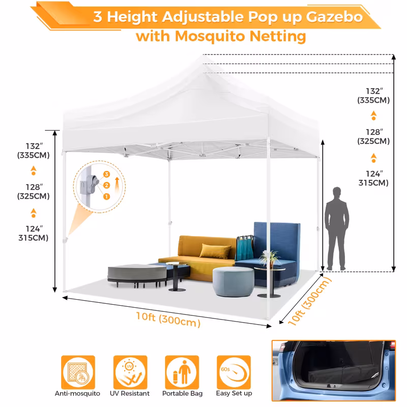 carpa plegable 3×  con mosquitero,   4 paneles   de malla y bolsa para camping  , jardín, picnic, bbq, fiestas navideñas Detalles del producto 0