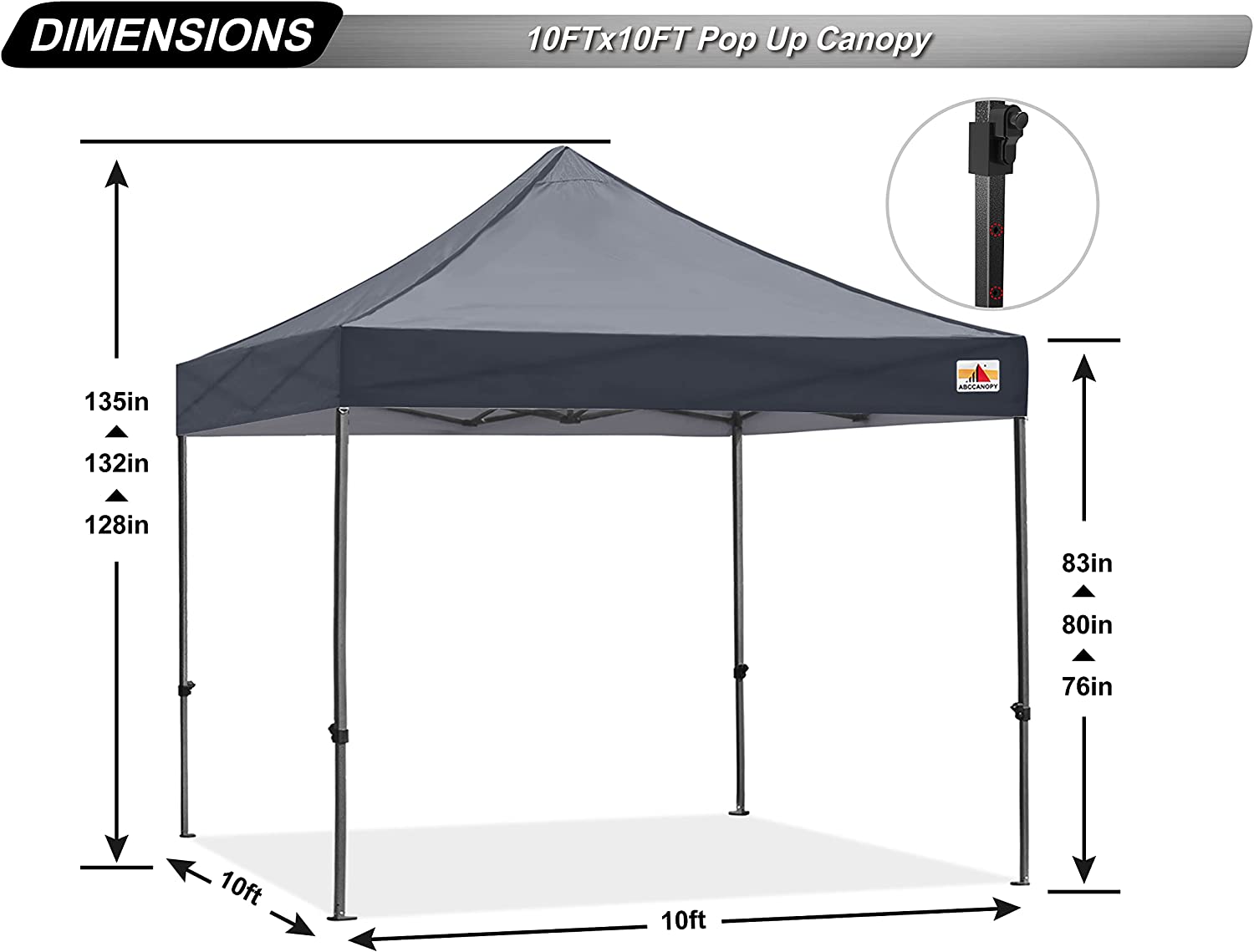 ABCCANOPY Kingkong-Series - Juego de Dosel instantáneo Comercial de 10 x 10 pies (Incluye Bolsa de Transporte de 30 Colores), Azul (Sky Blue)