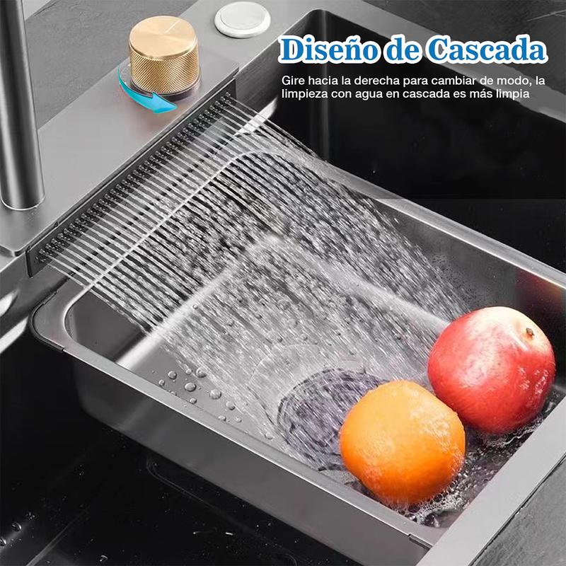Tarja Fregadero De Cocina Acero Inoxidable 304 80x45cm con Grifo Extraíble 360° y Accesorios Prácticos para Lavado y Escurrido de Alimentos
