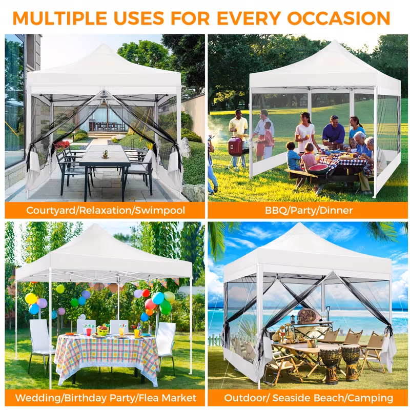 carpa plegable 3×  con mosquitero,   4 paneles   de malla y bolsa para camping  , jardín, picnic, bbq, fiestas navideñas Detalles del producto 7
