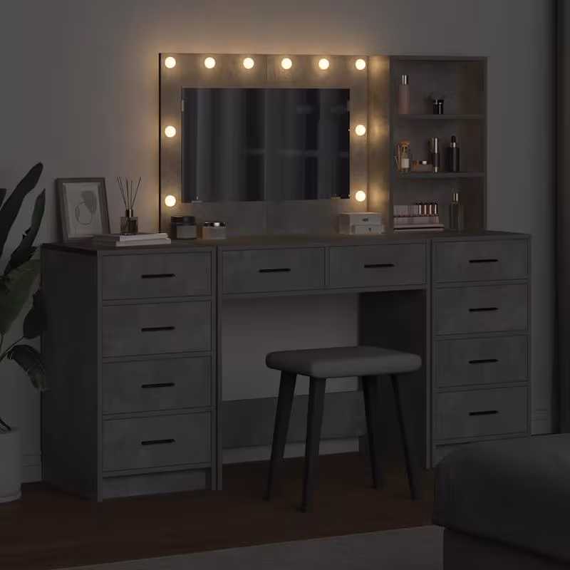 mesa de maquillaje con cajón 3 piezas   40 x 41 x 135 cm madera tratada, toalla de  ,tocador,  moderno,diseño elegante,madera   calidad,artesanía  ,   ,  en espacios pequeños,  de apartamentos Detalles del producto 5