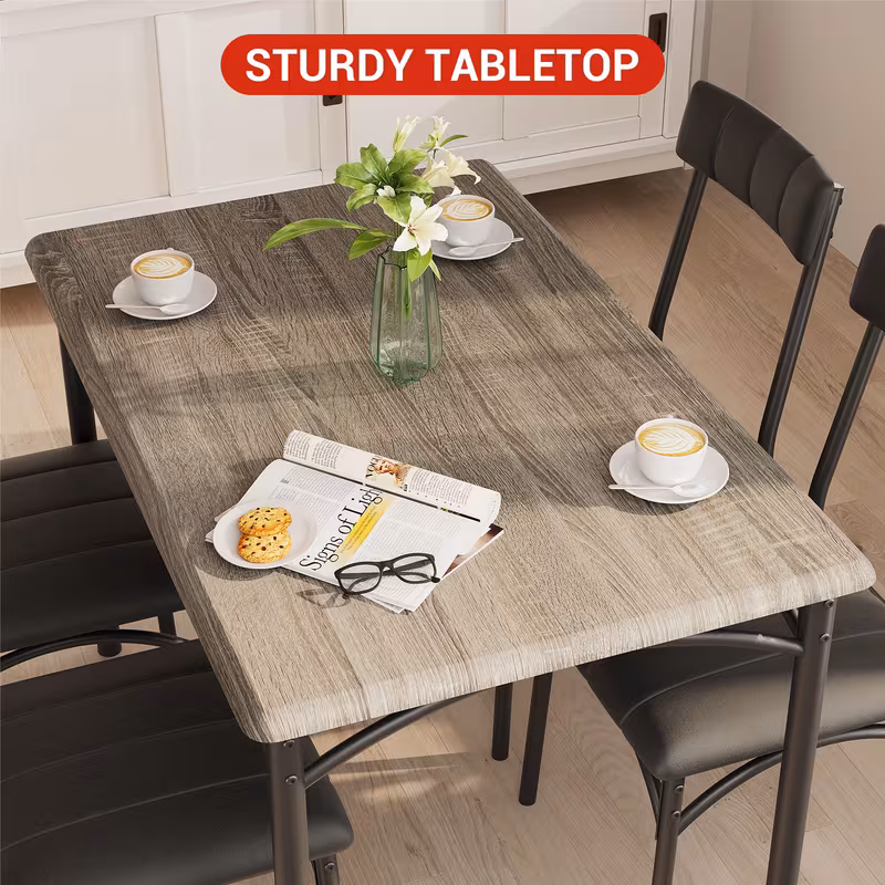 juego de mesa de comedor para 4  ,   4 sillas tapizadas en pu con   de acero  , ideal para hogar, cocina y  , color   Detalles del producto 3
