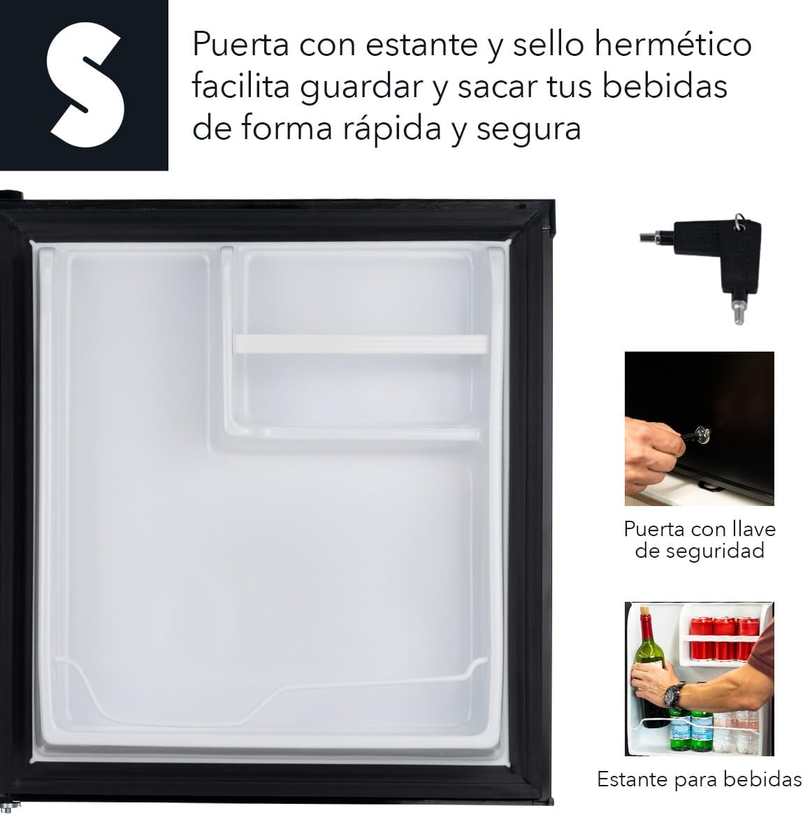 SIGNA Frigobar 46L (1.6 pies cubicos) Mini Refrigerador Compacto Negro Refrigerador Pequeño Con congelador de Acero Inoxidable Ideal Para Espacios Pequeños Frigobar Mini Multifuncional