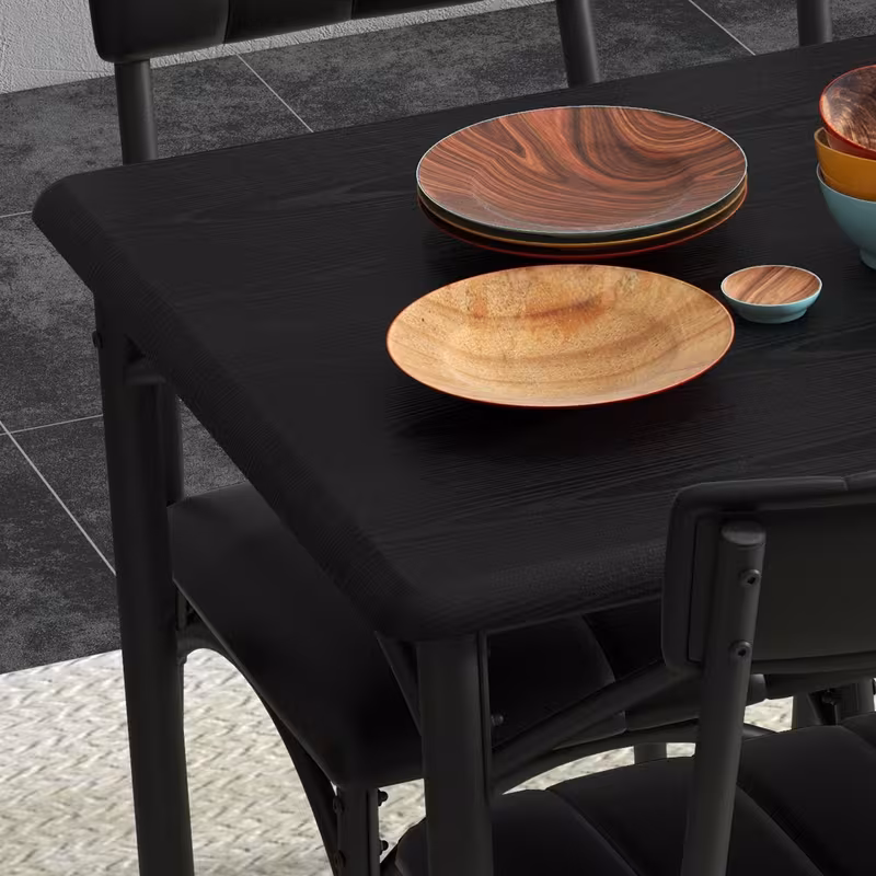 juego de mesa de comedor para 4  ,   4 sillas tapizadas en pu con   de acero  , ideal para hogar, cocina y  , color   Detalles del producto 2