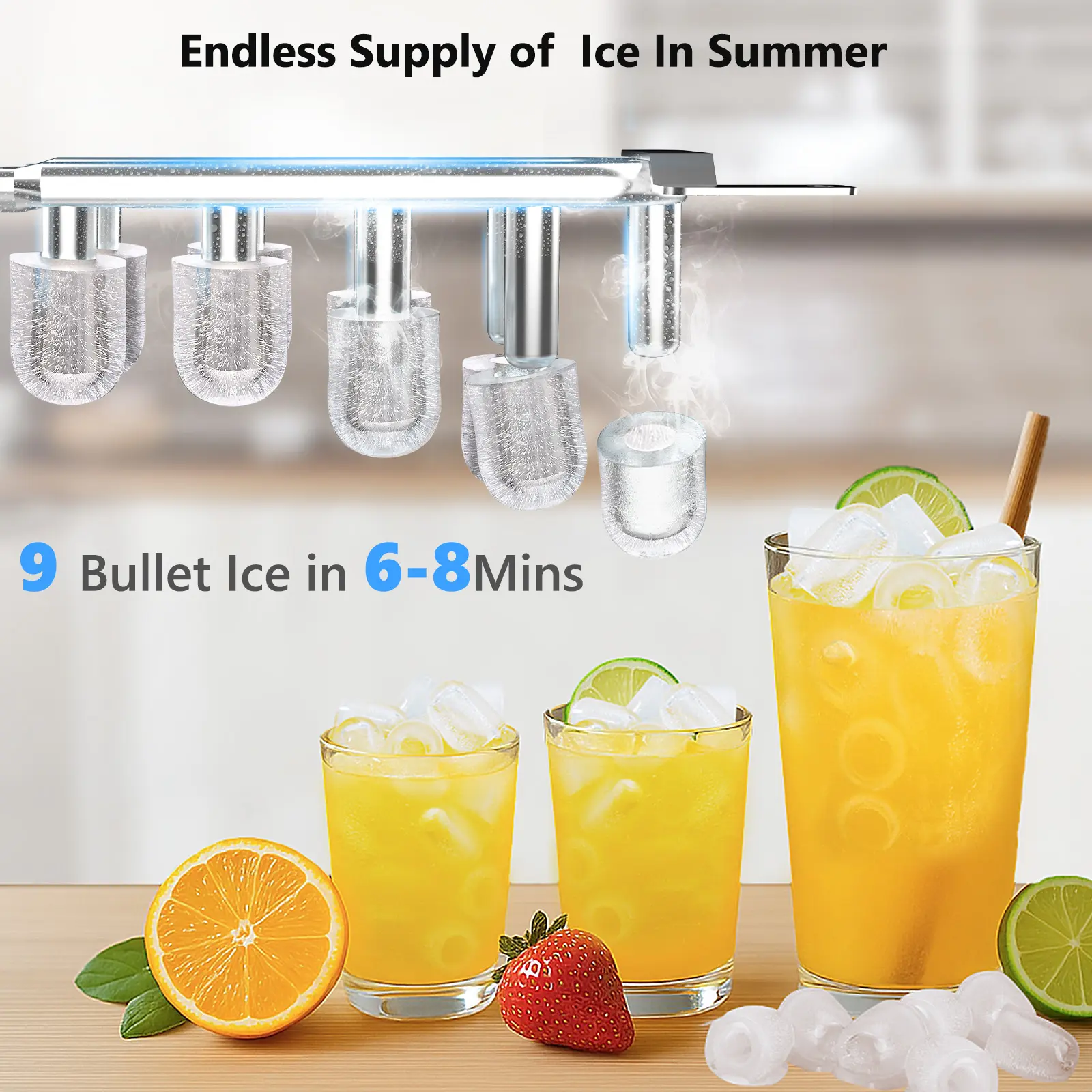 Dispensador de agua con función de fabricación de hielo, enfriador de agua fría y caliente de carga superior para botellas de 5 galones — Incluye seguro de seguridad para niños.