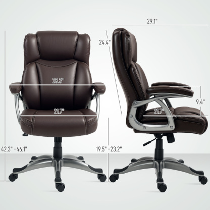 HOMCOM Silla de Oficina con Respaldo Alto, Silla de Ordenador Giratoria Inclinable