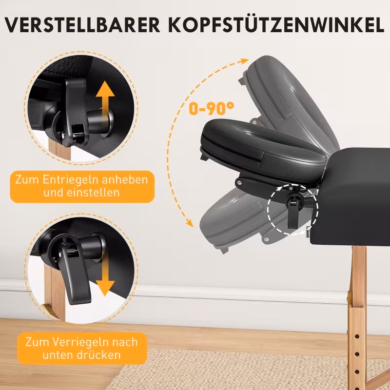     de masaje m&oacute;vil plegable 2 zonas, altura ajustable, 70 cm ancho con reposacabezas y patas de madera, cama para   o relajaci&oacute;n cosm&eacute;tica negra, configuraci&oacute;n profesional de masaje,mesa de masaje port&aacute;til,muebles ahorradores de  ,dise&ntilde;o compacto,superficie acolchada,   ,mesa   ajustable,masajeador de   zonas,profesionales del spa Detalles del producto 3