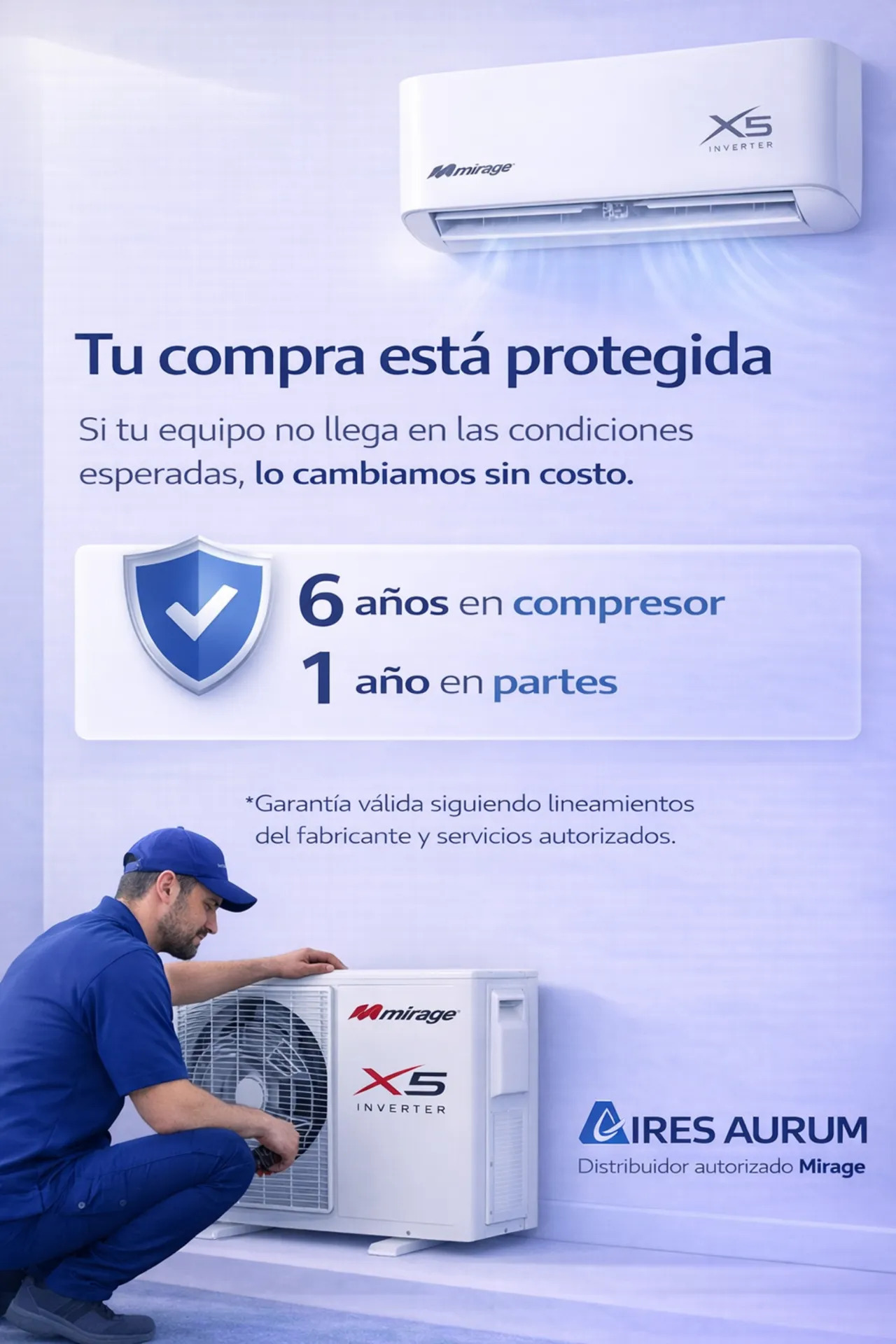 Minisplit Inverter X5 110v 115v Mirage 1 Tonelada 12000 Wifi