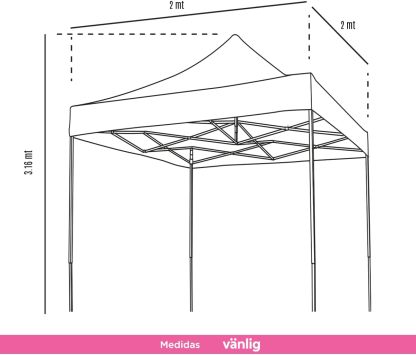 VANLIG | Carpa Toldo Plegable 2x2m | Impermeable, para Uso Temporal y Comercial | Fácil de Armar | Protección Solar UV | Ideal para Jardín, Eventos y Exterior | Color Negro