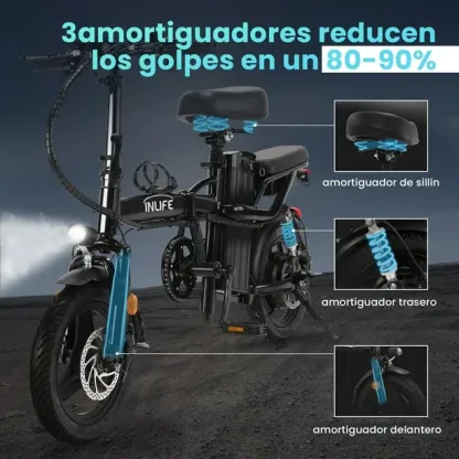 Inlife Bicicleta eléctrica plegable de 14 pulgadas para adultos