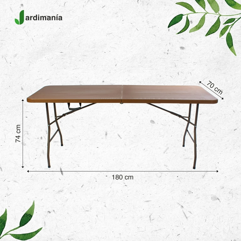 Mesa Portatil Plastico Portafolio Plegable 180cm Cafe JARDIMANÍA JM-M180Brown