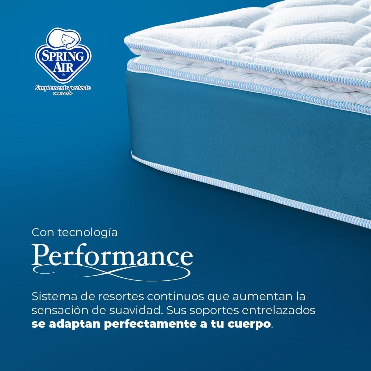 Spring Air Pack Colchón COTA Matrimonial Más 2 Almohadas y Cubre Colchon, Juego De Sabanas | Tecnología Performance | Confort y Soporte Ortopédico | Colchon Confort Medio