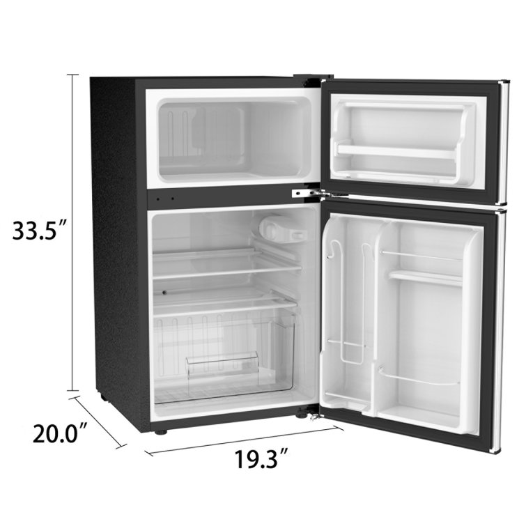 R.W.FLAME Puerta doble 3.2 Cu. Pie. Frigorífico compacto Mini frigorífico con congelador