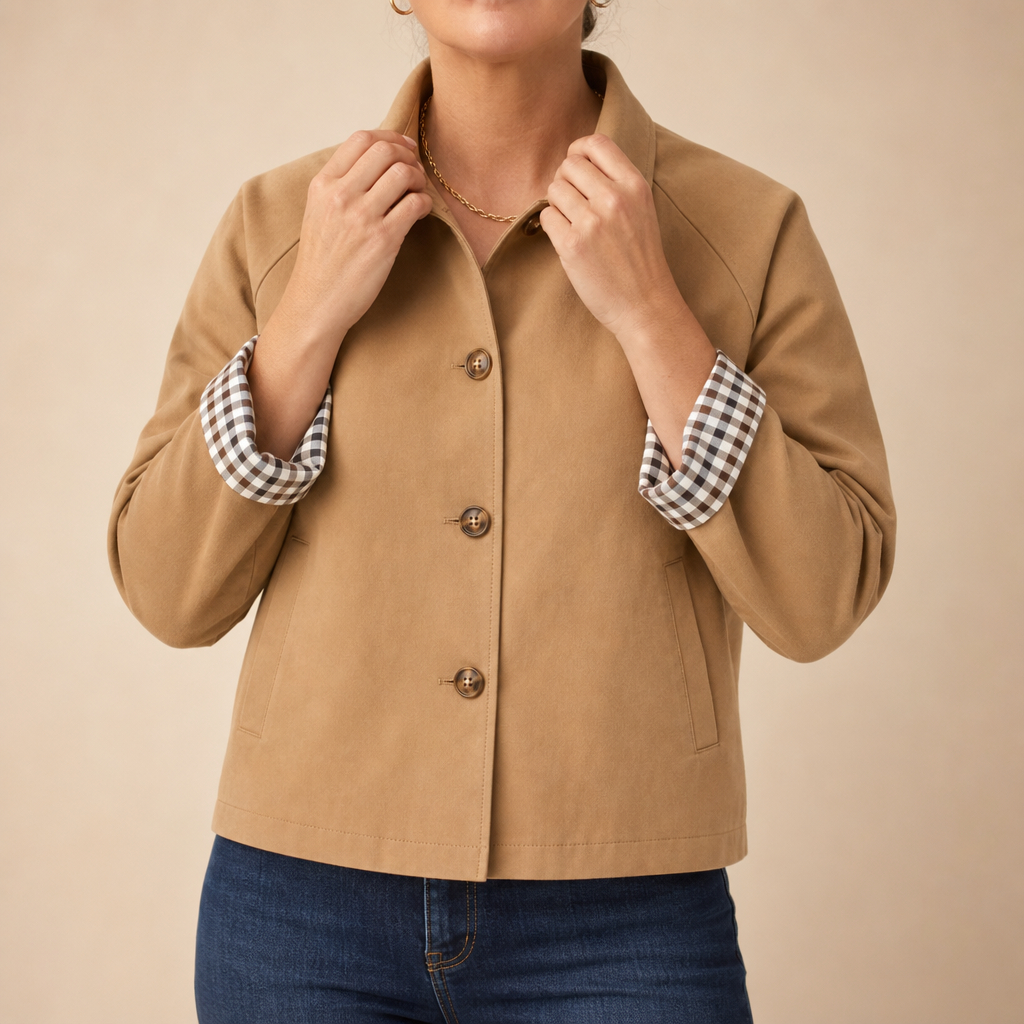 Tartan Raglan Sleeve Casual Coat