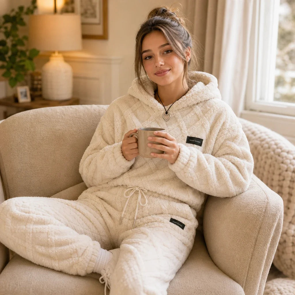 Embossed Plush Tracksuit Set