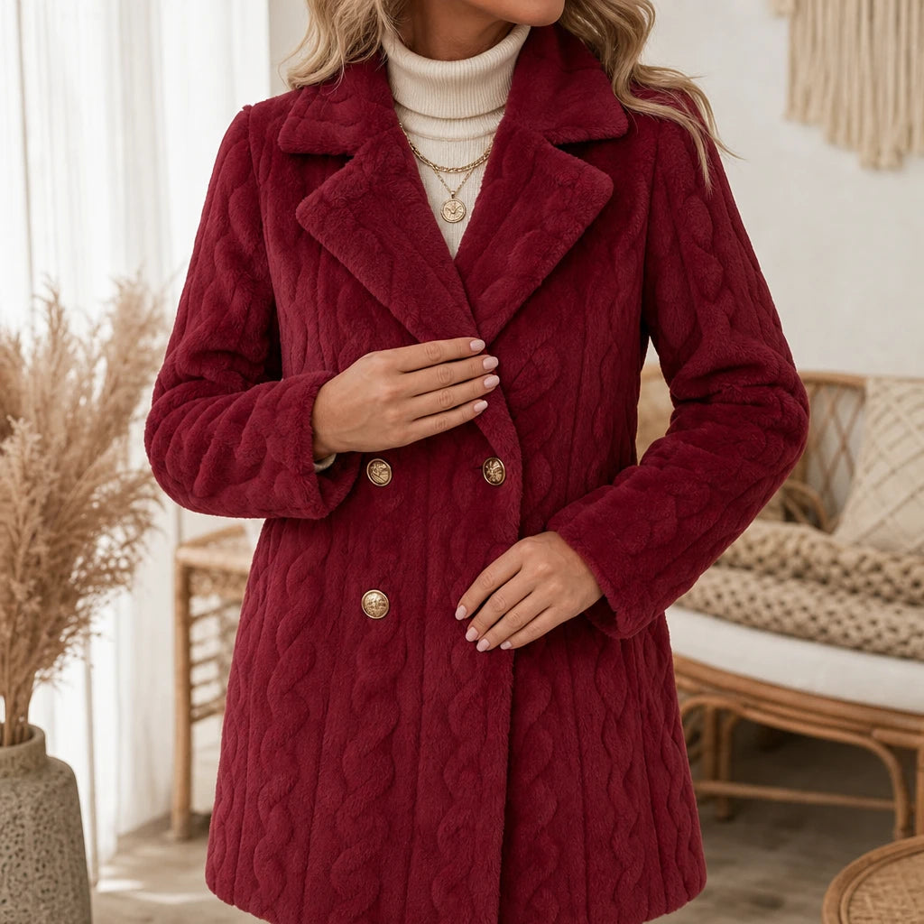 Textured Double-Breasted Winter Coat