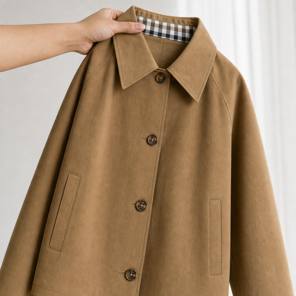 Tartan Raglan Sleeve Casual Coat